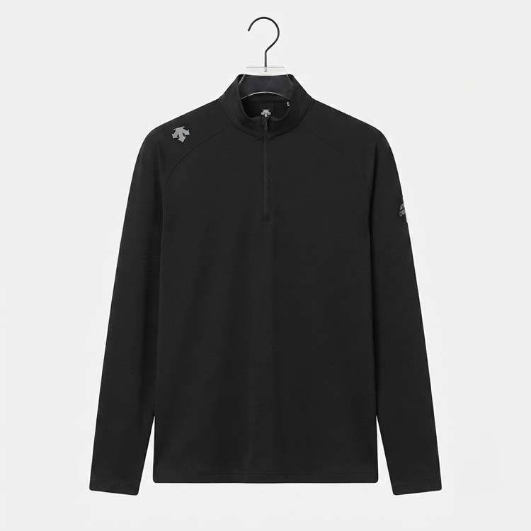 데상트 퀵드라이 흡습속건 하프집 긴팔 티셔츠 / BLACK SR323RTL72-BLK0_이미지