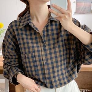 패션 VY 여자 가을개강룩 체크 셔츠_WSH14077