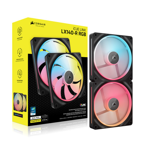 CORSAIR iCUE LINK LX140-R RGB STARTER KIT Reverse (2팩, 블랙)_이미지