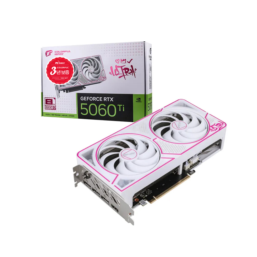 COLORFUL iGame 지포스 RTX 5060 Ti ULTRA DUO OC White D7 8GB 피씨디렉트이미지입니다. 누르면 해당 게시물로 새창이동합니다.