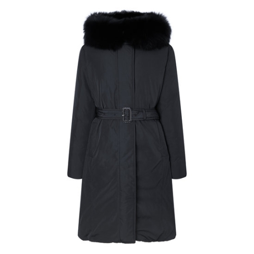 헤지스레이디스 여성 탈착 퍼카라 스트랩 롱 헤비다운 점퍼 WSJU4D036BK (BK, 블랙)_이미지