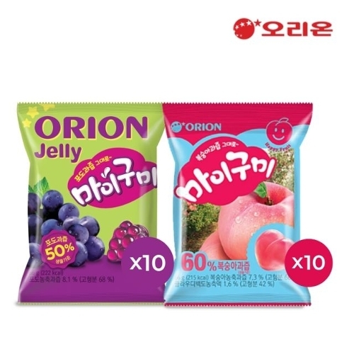 오리온 마이구미 포도 66g 10개 + 복숭아 66g 10개_이미지