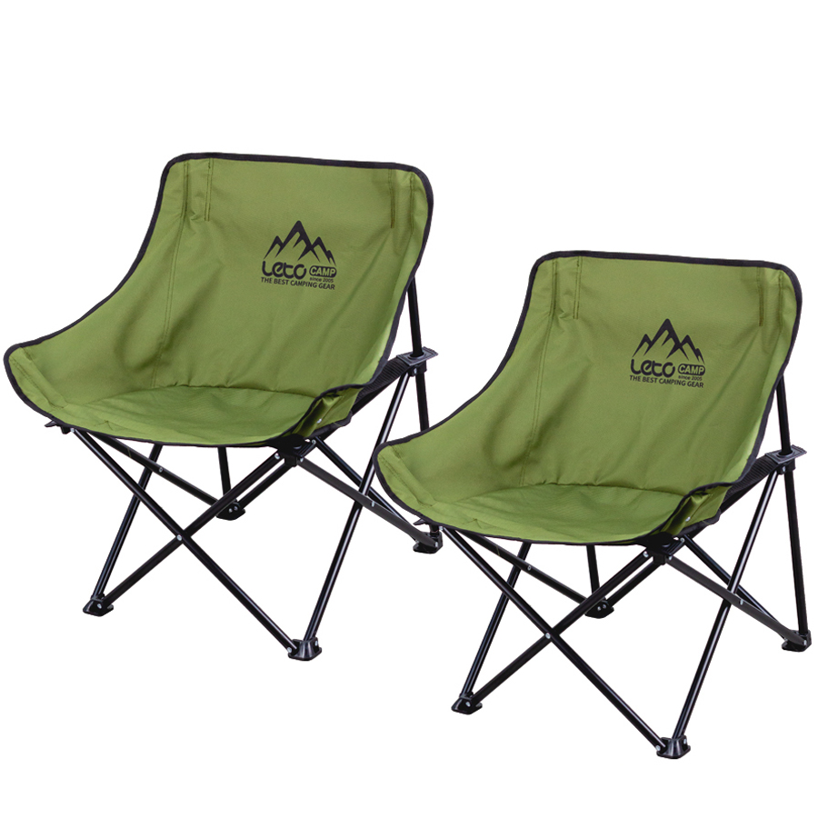 레토 접이식 컴포트 와이드 캠핑의자 2개 (카키)_이미지