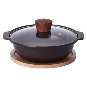 쿠킨 세라믹 인덕션 뚝배기 냄비 + 나무 받침대, 20cm