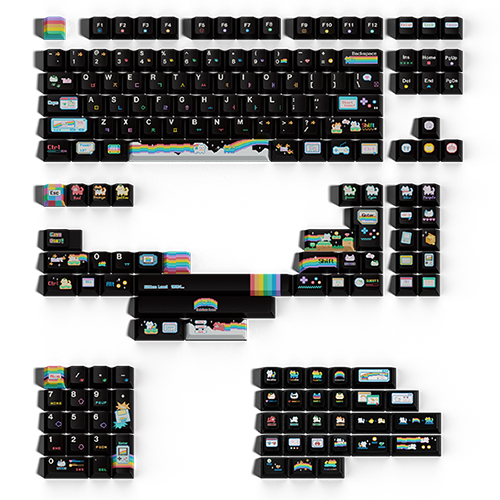 SPM Soulcat 고함량 PBT 염료승화 + PC 키캡 무지개 픽셀 고양이 167키
