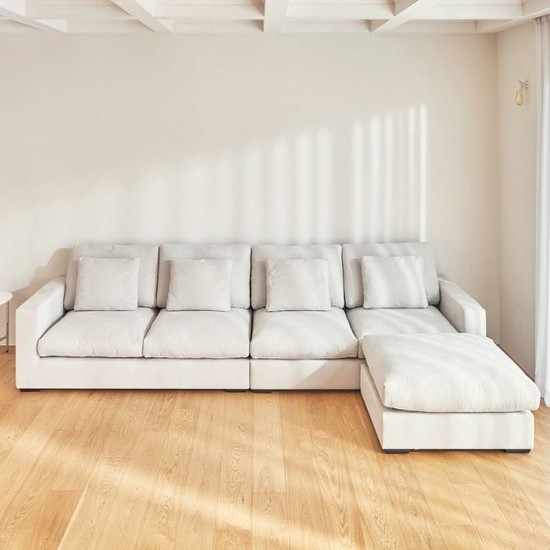 휴도 시월의 동백 아쿠아 패브릭 소파 6인용 (스툴포함)