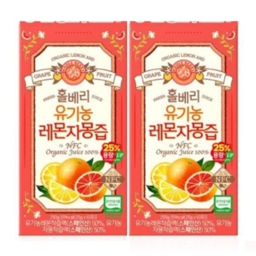 홀베리 유기농 레몬자몽즙 25g 10포 [2개]