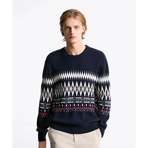 TOMMY HILFIGER 페어아일 울 블렌드 크루넥 스웨터 T12F9KPO450MT10A4 T12F9KPO450MT10A..