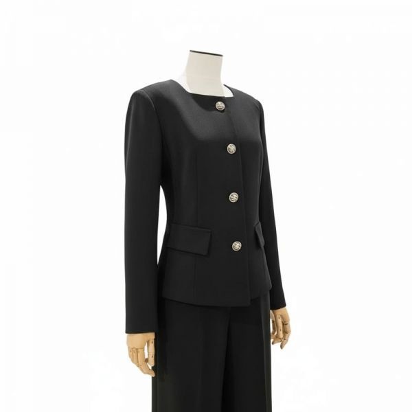 더아이잗컬렉션 울 로고 버튼 스퀘어넥 자켓 여성 울자켓 CS3B0JK052_이미지