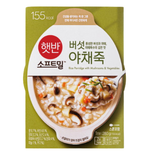 CJ제일제당 햇반 소프트밀 버섯야채죽 280g (8개)_이미지