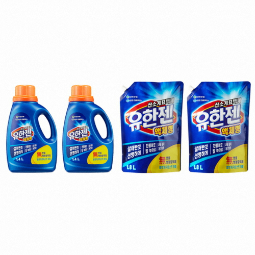 유한젠 산소계표백제 액체형 1.4L + 리필 1.8L (본품2개+리필2개)_이미지