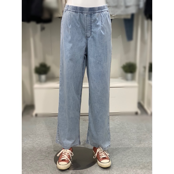 애드혹 남성 원턱 밴딩 와이드 데님 바지 HZ4DP18_이미지