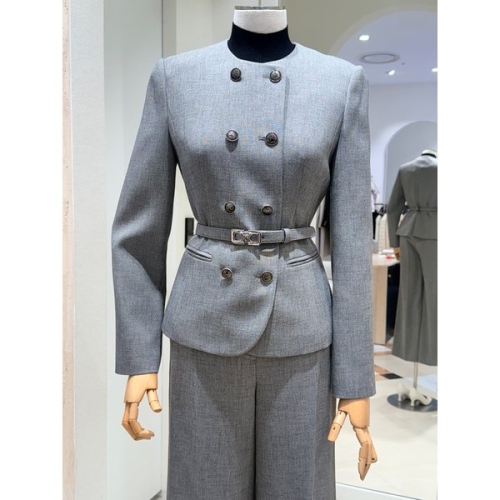 모조에스핀 더블 포인트단추 벨티드 그레이 정장자켓 J252MSF934