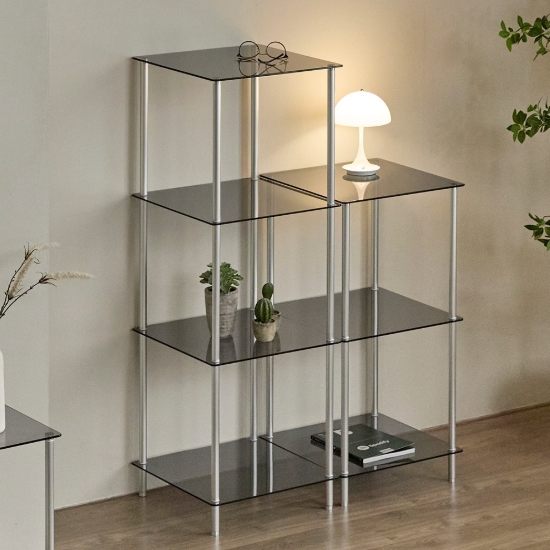 사월의가구 아일린 4단 강화유리 미드센츄리 모듈 선반 400