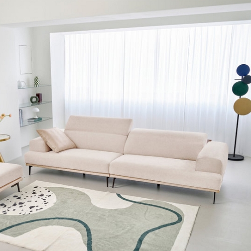 에싸 레반트 와이드 헤드기능 리브 패브릭 소파 3인용 (스툴별도)_이미지