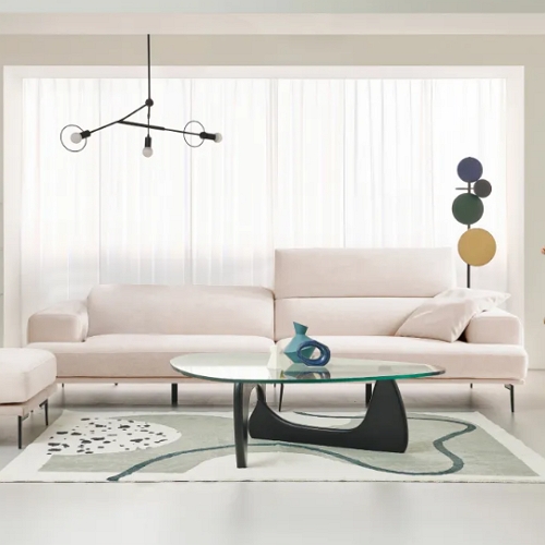 에싸 레반트 와이드 헤드기능 리브 패브릭 소파 3인용 (스툴별도)_이미지