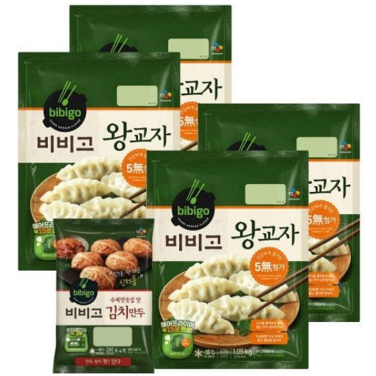 CJ제일제당 비비고 왕교자 1.05kg x 4개+수제만둣집 맛 김치만두 200g (1개)_이미지