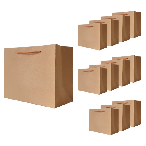 쇼핑테그 리드홈 튼튼한 크라프트 무지 종이 쇼핑백 12p 와이드형 소 25 x 12 x 20 cm_이미지