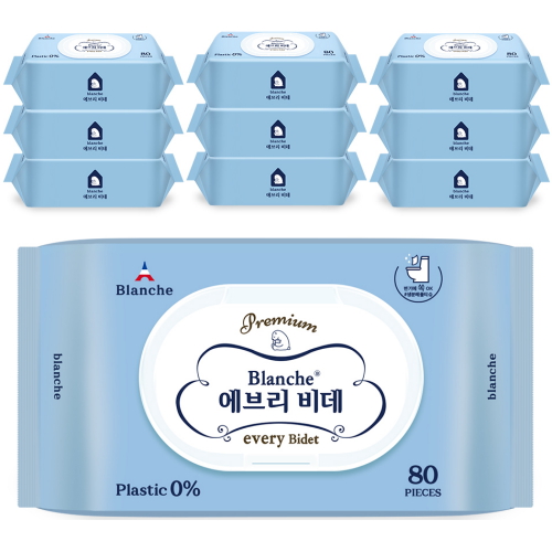 블랑슈 에브리 비데 물티슈 캡형 80매 (10팩)_이미지