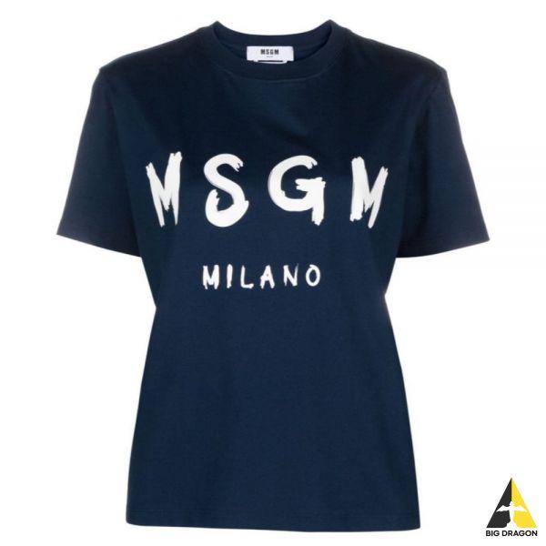 MSGM 브러쉬드 로고 반팔 티셔츠 3641MDM510 247002 89_이미지