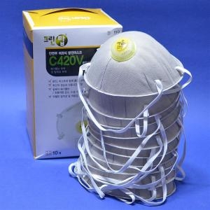 크린탑 안면부여과식 방진마스크1급 C420V 8390103 회색 C420VGS 분진 미스트 흄-배기밸브장착 호흡용이