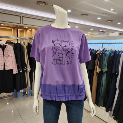 신원 베스띠벨리 프린트배색티셔츠BKBAE9850VI_BP