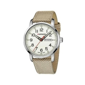웽거 Men's Attitude Watch Beige Dial Nylon & Leather Strap 01.1541.112