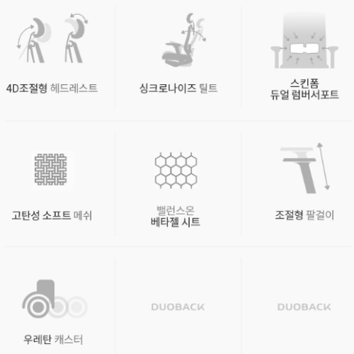듀오백 메가 MG-S-V1-W 베타젤 메쉬 사무용 컴퓨터 책상 의자_이미지
