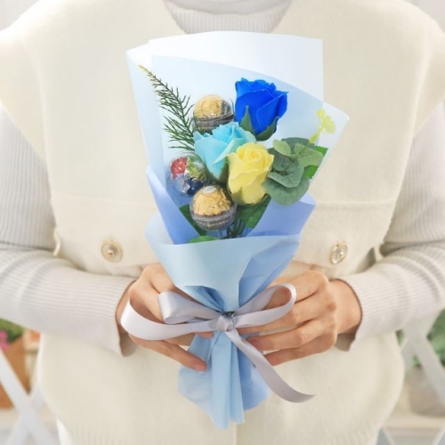 쁘띠 페레로로쉐 꽃다발 블루 초콜릿 사탕 선물 부케