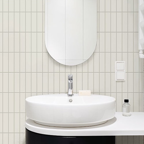 현대시트 세로일자패턴 타일 발포폼 크림화이트 HDC-20442 (1장, 50cm x 1m)