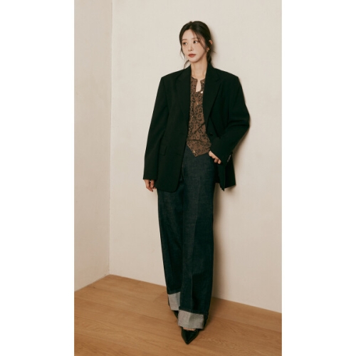 SISLEY 턴업 생지 와이드 데님 팬츠SADP34561