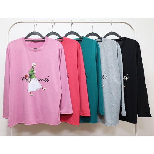 형제상회 입기편한 시니어 나염 긴팔 라운드 할머니티 데일리룩 중년여성 C0001SF14_이미지