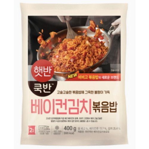 CJ제일제당 햇반 쿡반 베이컨 김치 볶음밥 2인분 400g (4개)