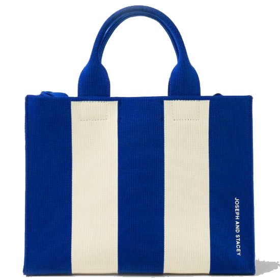 LPK Lattice Knit Tote Bag M Stripe (Ivory on Blue)