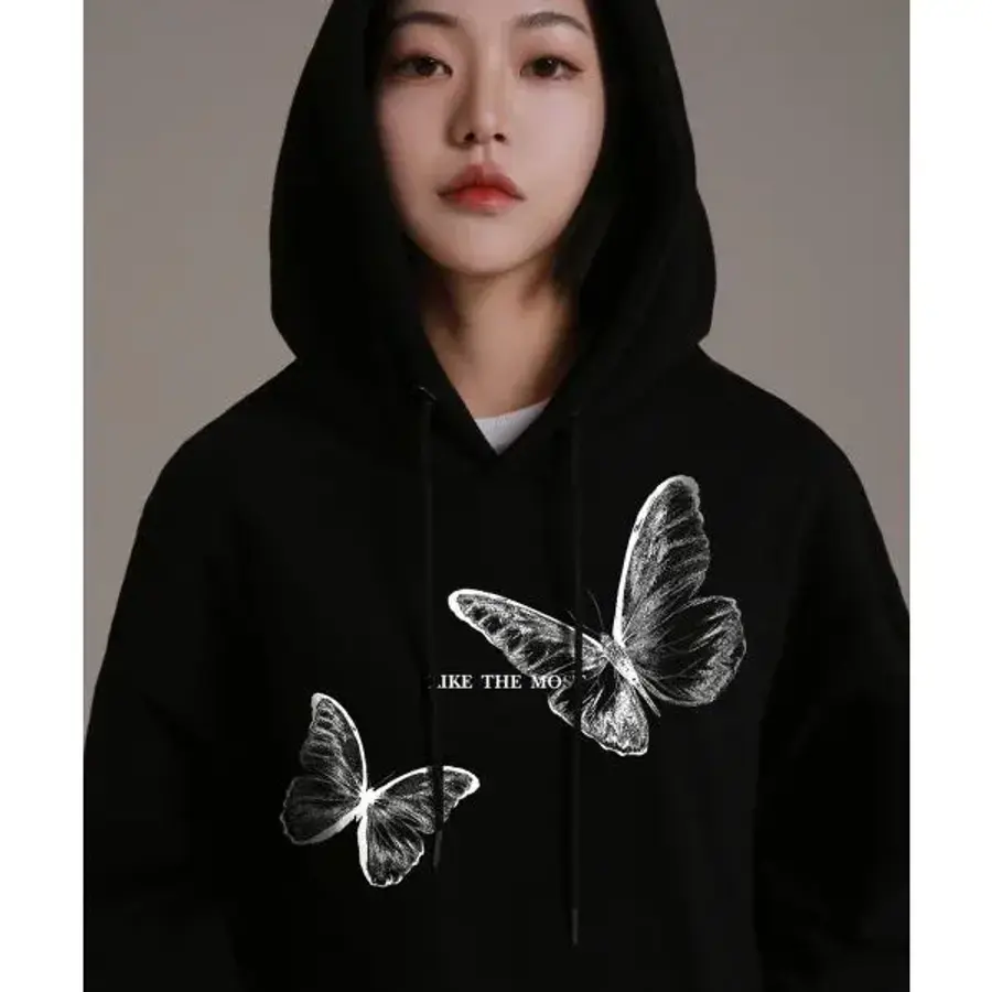 라이크더 엑스레이 그래픽 나비 오버 후디 블랙 399130