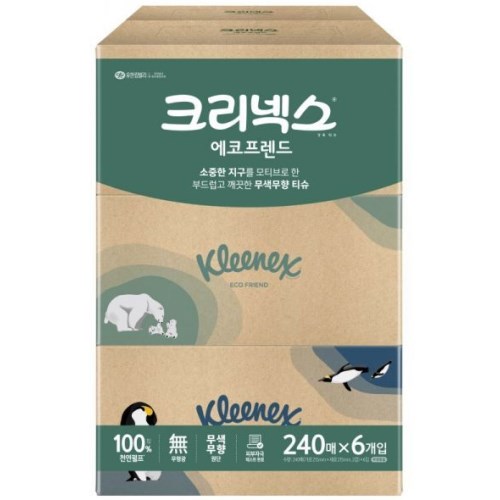 크리넥스 에코프렌드 미용티슈 240매 (6입)