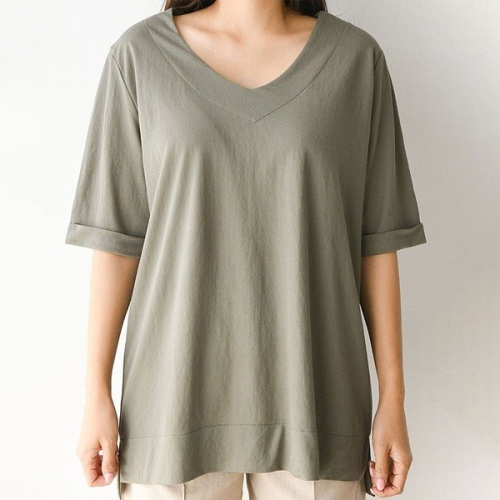 아이우먼 사운즈브이넥반팔티 IRE280M403 빅사이즈