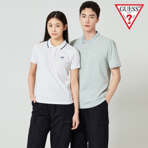 게스 커플 쿨링 고축사 반팔 카라티 여_OO2KE470