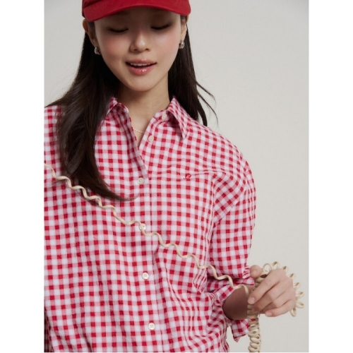 빈폴레이디스 B. my 깅엄 체크 아우터형 셔츠 레드 BF6264N016_이미지
