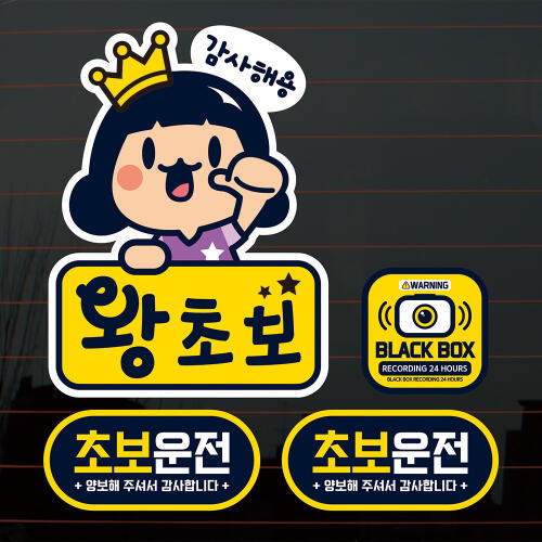 뭉키월드 아리 왕초보 감사해용 칼라 자동차스티커 S2-C007_이미지