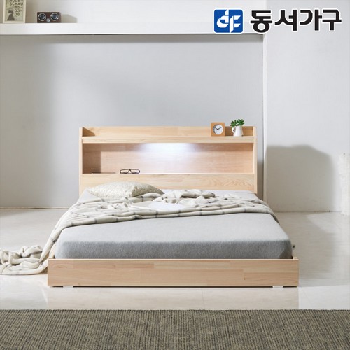 동서가구 네오 솔라크 편백나무 저상형 원목 LED침대 Q (매트별도)_이미지