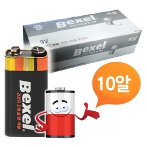 벡셀 9V 망간 건전지 6F22 FC-1 밧데리 10P 박스 사각
