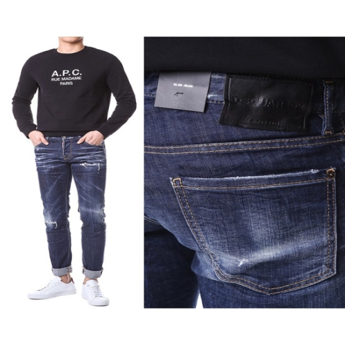 디스퀘어드 명품 블랙 래더패치 디스덧댐 진청 워싱진74LB1152