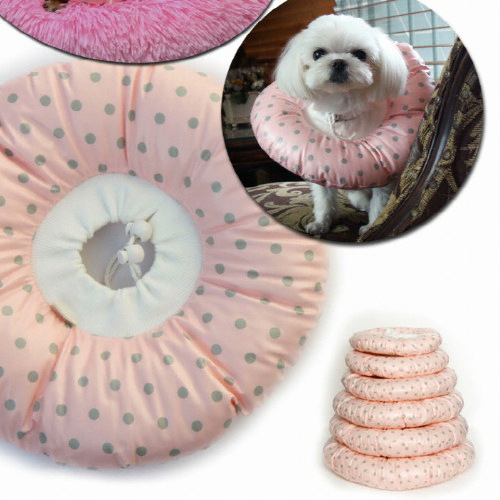 모모민트 핑크땡땡이 쿠션 넥카라 XXS (1개)_이미지