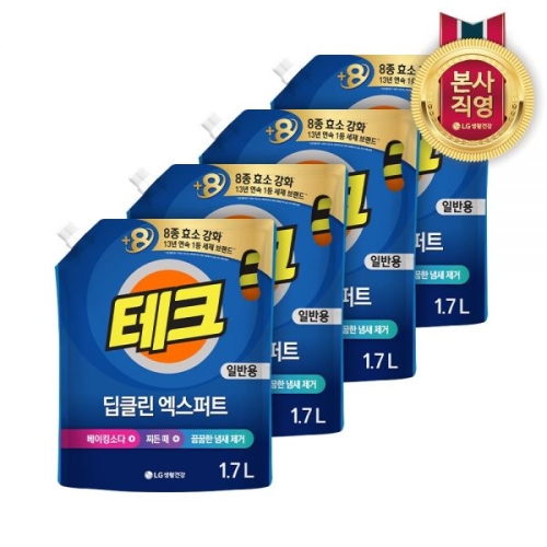 테크 딥클린 엑스퍼트 일반용 리필 1.7L (4개)_이미지