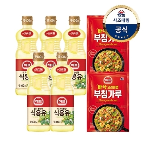 사조 해표 콩기름 900ml x5개+부침가루1kg x2개_이미지