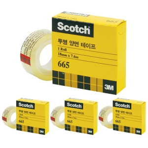 3M 스카치 665 투명 양면 테이프 리필 18mm x 7.6m (4개)_이미지