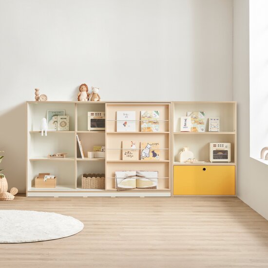 리바트 꼼므 키즈 1800 슬라이딩+800 책장_이미지