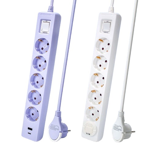 러그박스 5구 16A 메인스위치 USB 납작 멀티탭 (1.5m)_이미지