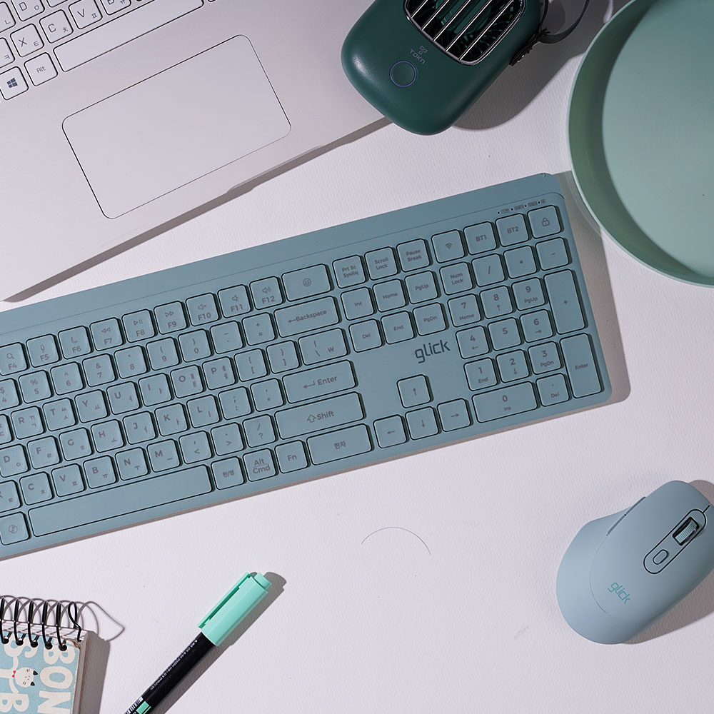 지클릭커 오피스프로 WMK1100 무선 키보드 마우스 세트 (올리브 그린)_이미지